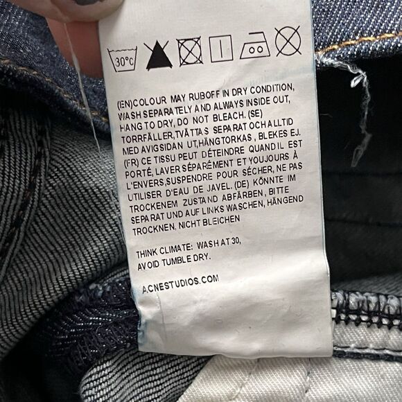 Acne Studios Flex S Raw Denim Slim Fit Mid Rise Jeans Size W27 / L32 Dark Indigo - Picture 12 of 12